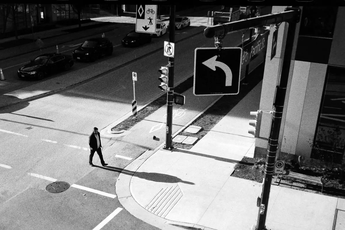 Crossing Pedestrian and left arrow