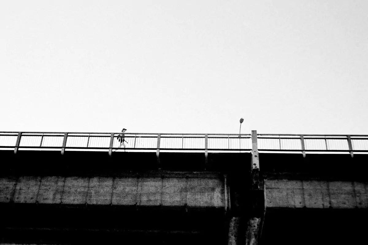 Pedestrian on the bridge