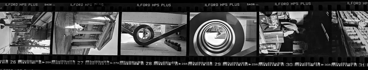strip of film developed in caffenol